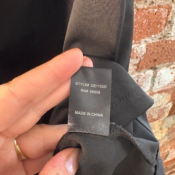 GB Square Neck Stretch Satin Puff Sleeve Mini Dress in Black LBD Party Sz M - Picture 7 of 9